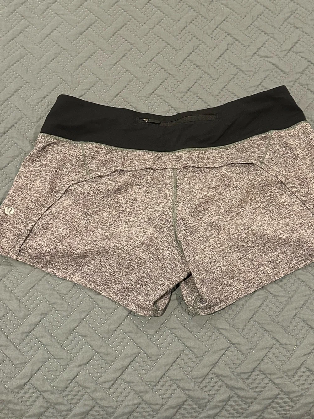Women’s Lululemon Heathered Grey Performance Shorts with Black Waistband